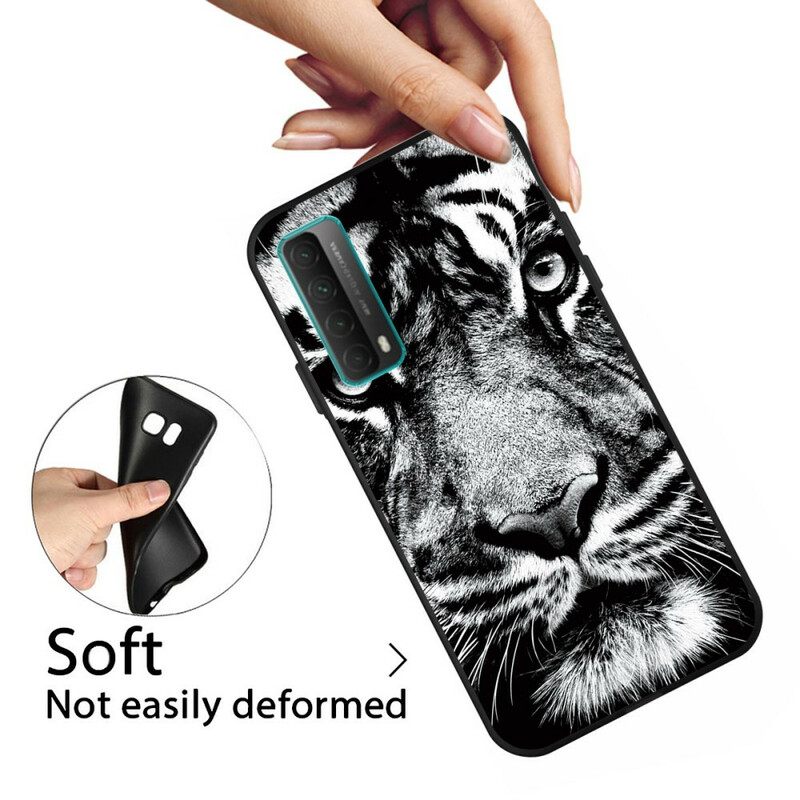 Case Huawei P Smart 2021 Mustavalkoinen Tiikeri