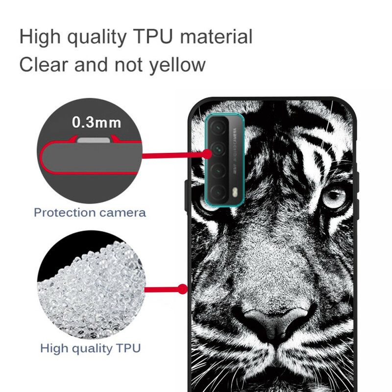 Case Huawei P Smart 2021 Mustavalkoinen Tiikeri