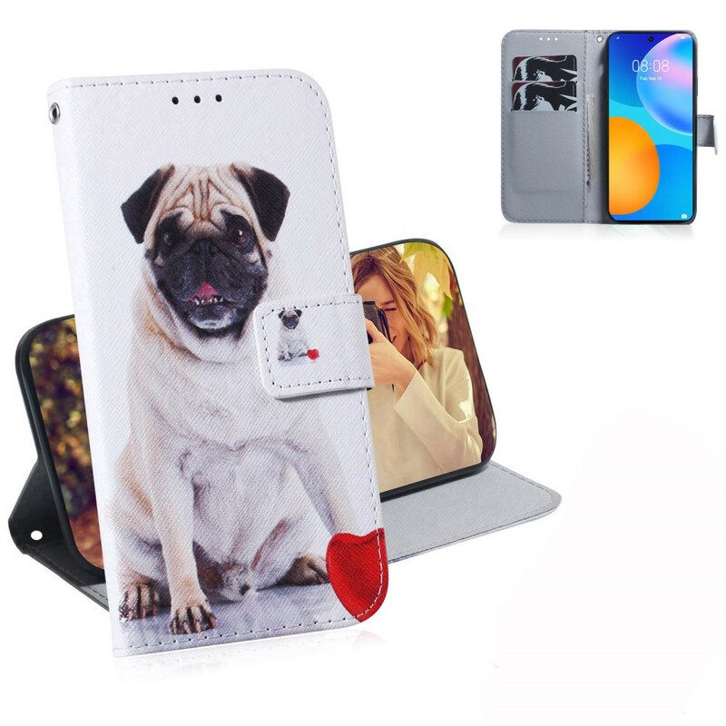 Nahkakotelo Huawei P Smart 2021 Mopsikoira