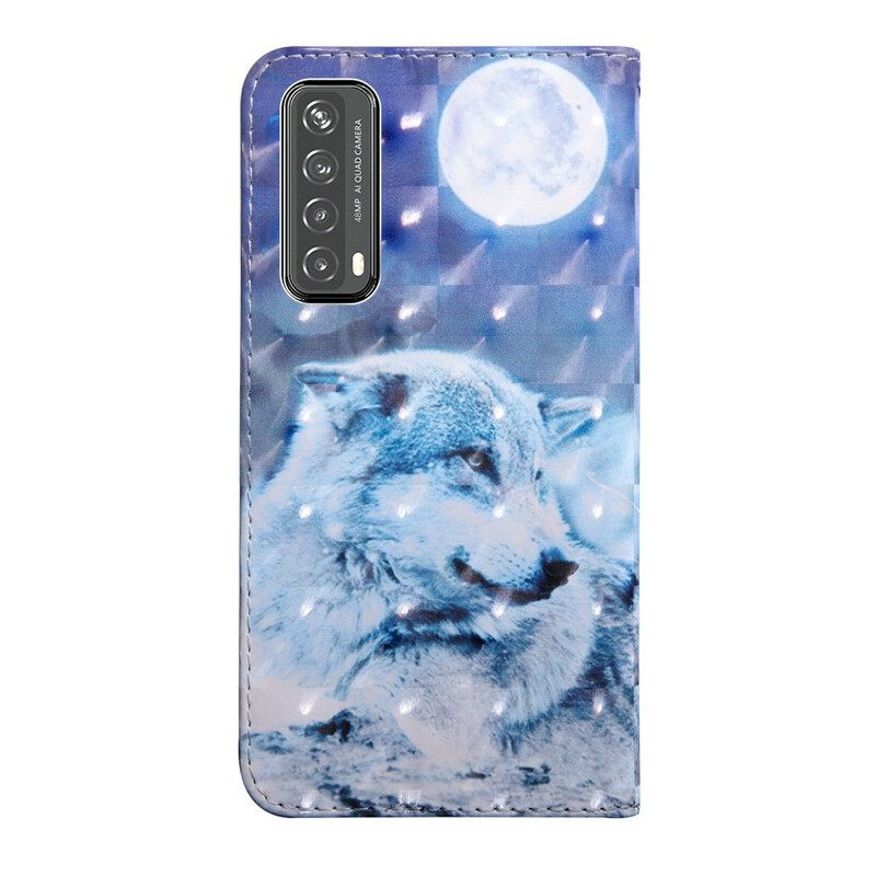 Nahkakotelo Huawei P Smart 2021 Valopiste Hector The Wolf