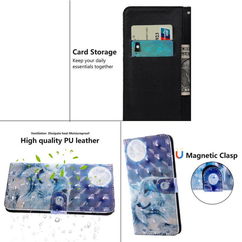 Nahkakotelo Huawei P Smart 2021 Valopiste Hector The Wolf