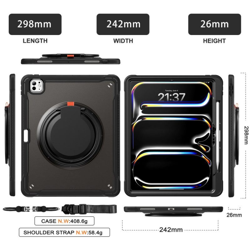 Case iPad Pro 13 (2025) Puhelinkuoret Pyörivä Jalusta Ja Olkahihna