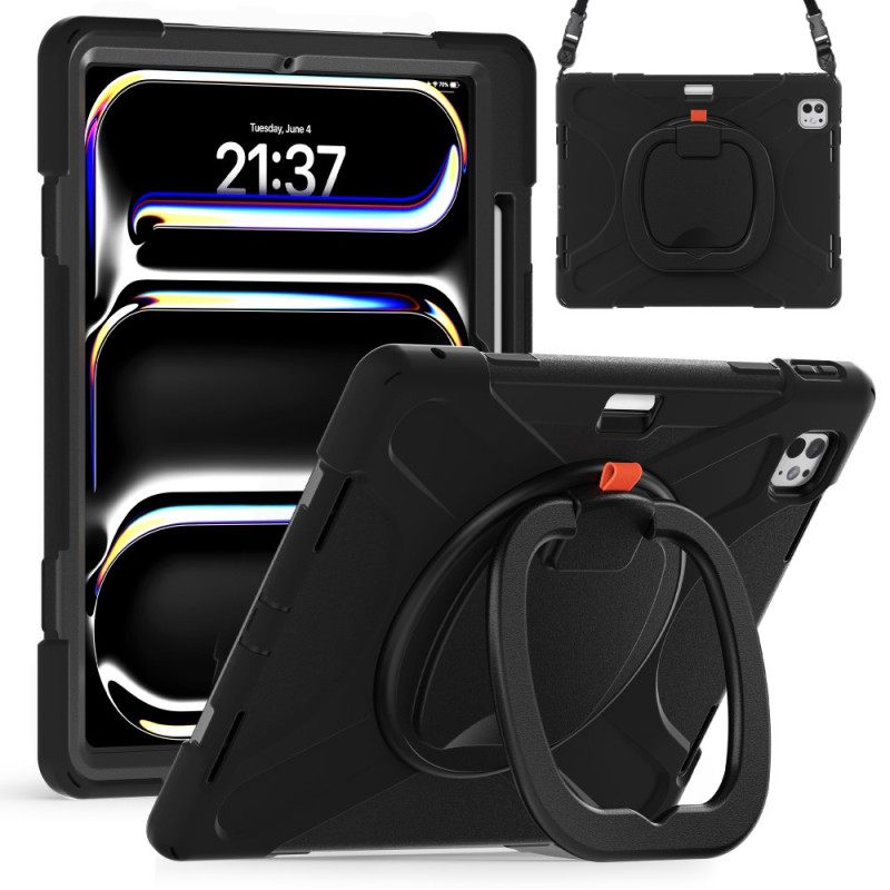 Kuori iPad Pro 13 (2025) Sormuksen Pidike Ja Säädettävä Olkahihna