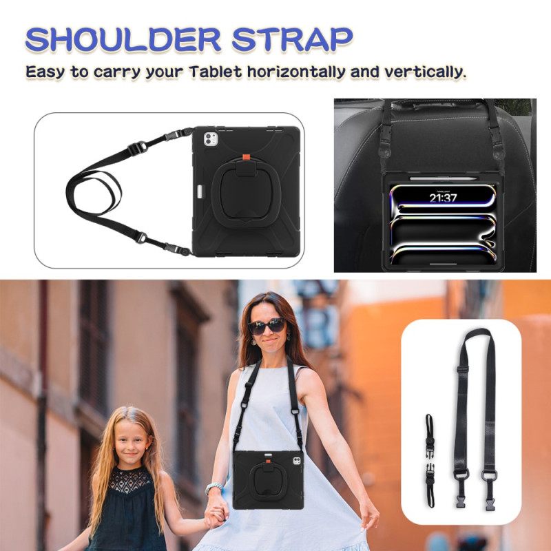 Kuori iPad Pro 13 (2025) Sormuksen Pidike Ja Säädettävä Olkahihna