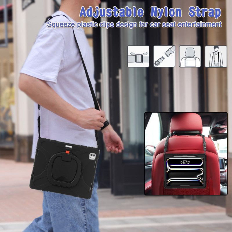 Kuori iPad Pro 13 (2025) Sormuksen Pidike Ja Säädettävä Olkahihna