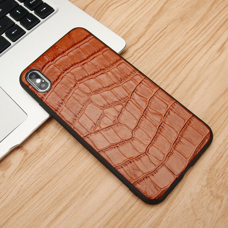 Kuori iPhone X / XS Aito Crocodile Texture Nahka