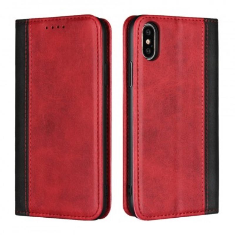Puhelinkuoret iPhone X / XS Kotelot Flip Bicolor Leather Effect