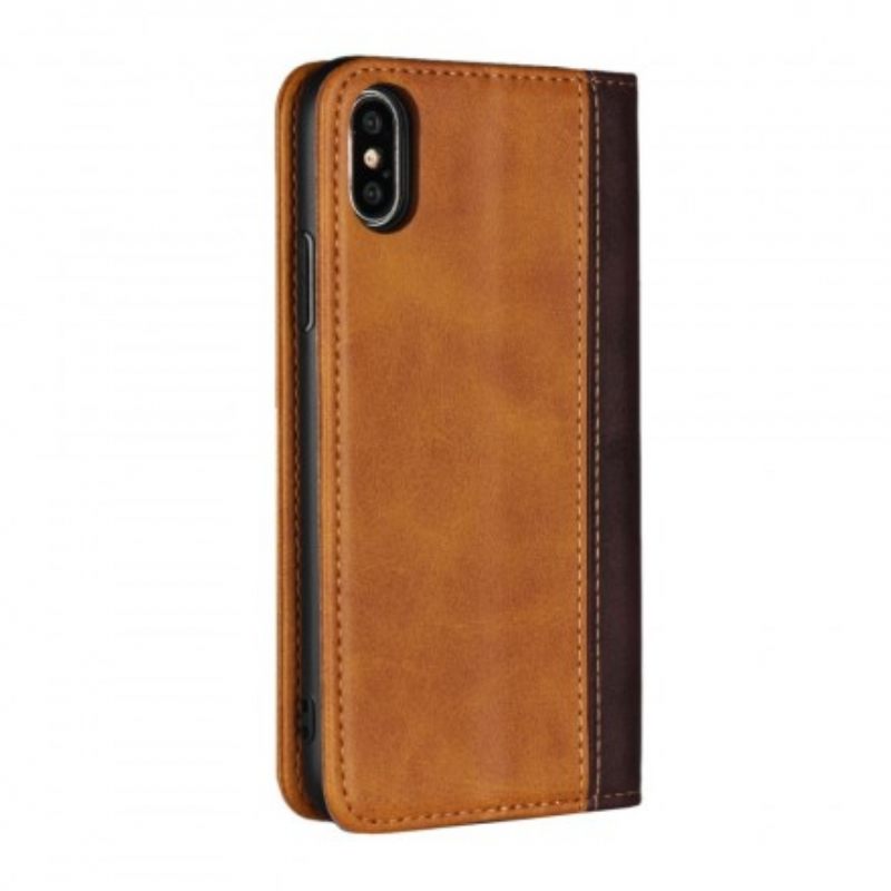 Puhelinkuoret iPhone X / XS Kotelot Flip Bicolor Leather Effect