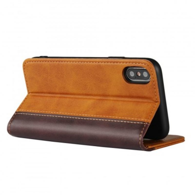 Puhelinkuoret iPhone X / XS Kotelot Flip Bicolor Leather Effect