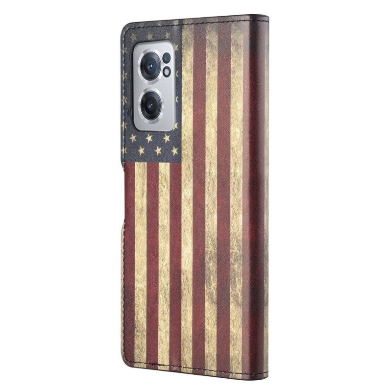 Nahkakotelo OnePlus Nord CE 2 5G Amerikan Lippu