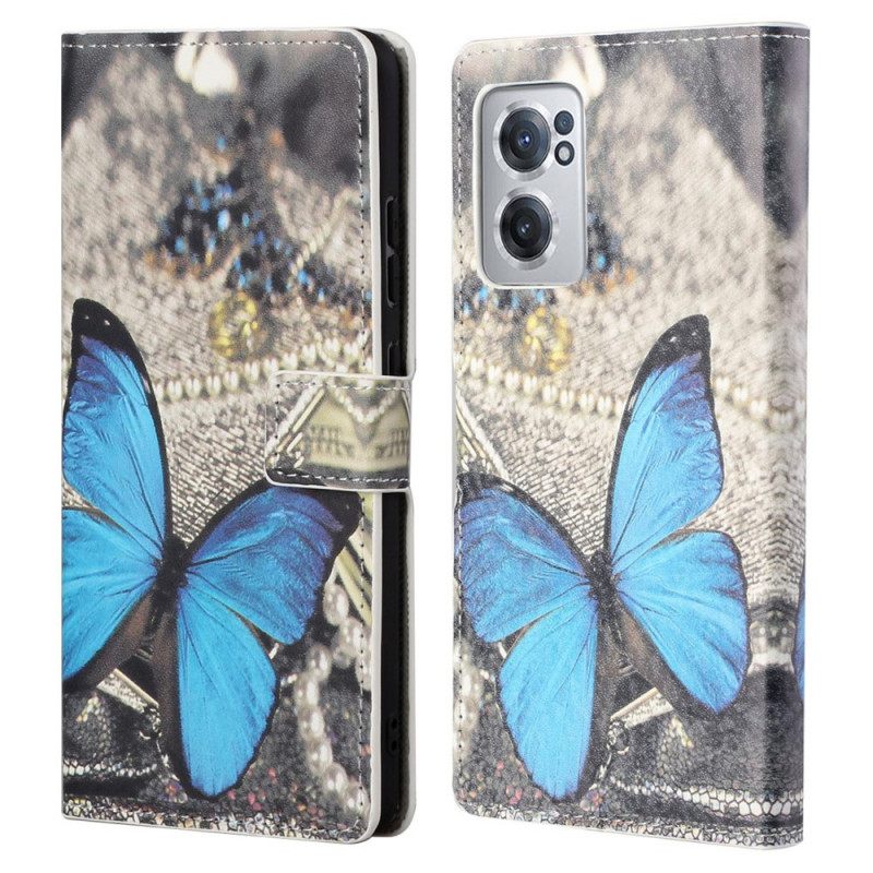 Nahkakotelo OnePlus Nord CE 2 5G Butterfly Kankaalla