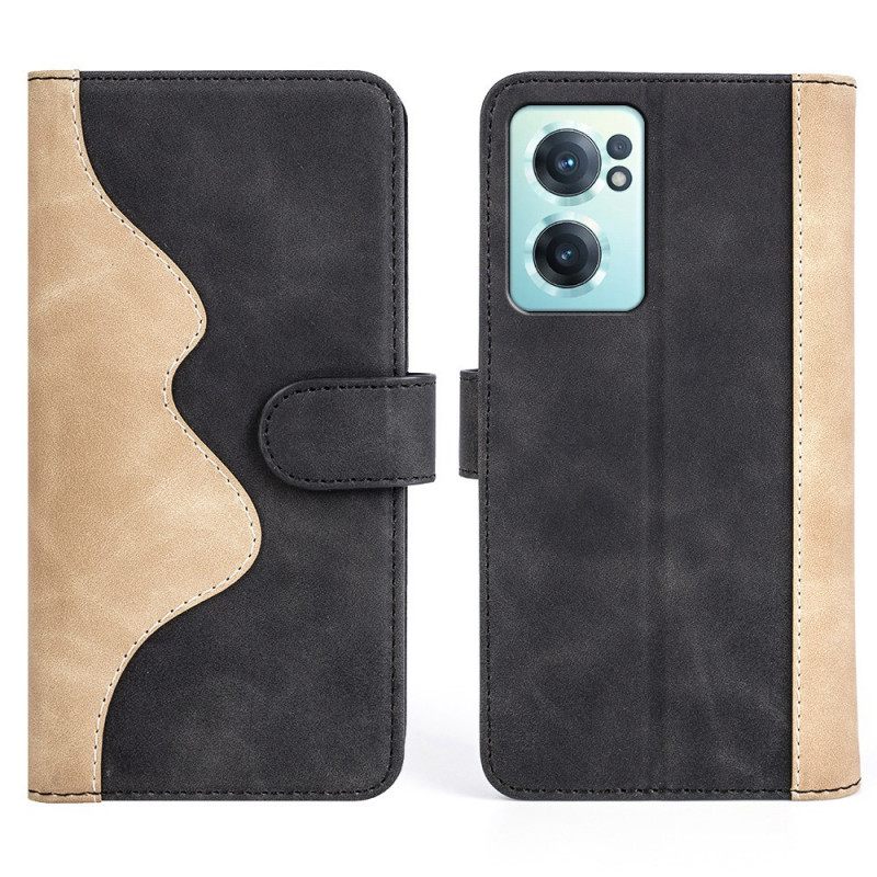 Nahkakotelo OnePlus Nord CE 2 5G Kaksisävyinen Keinonahka