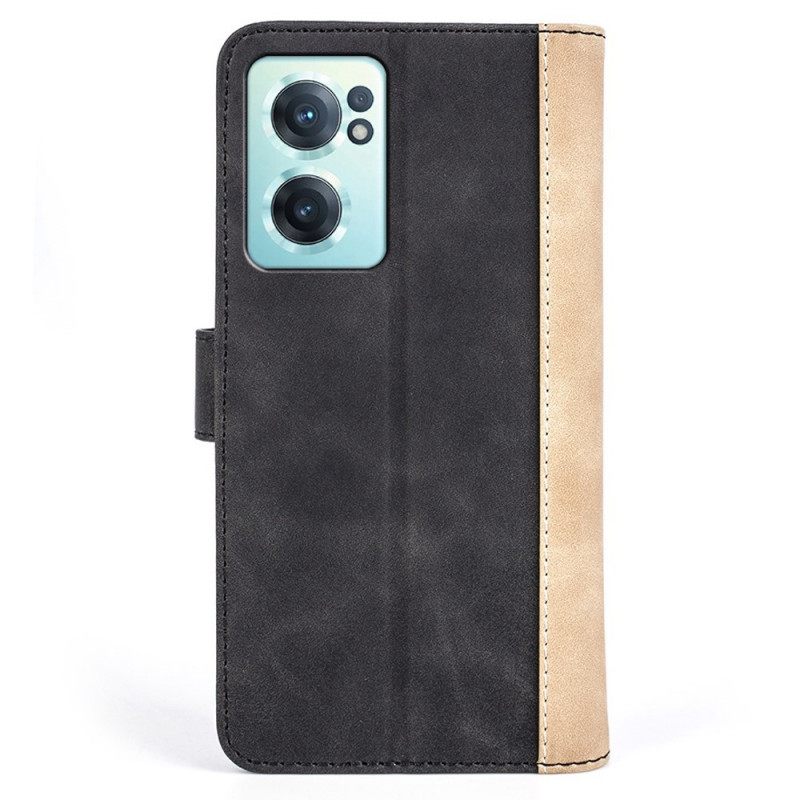 Nahkakotelo OnePlus Nord CE 2 5G Kaksisävyinen Keinonahka