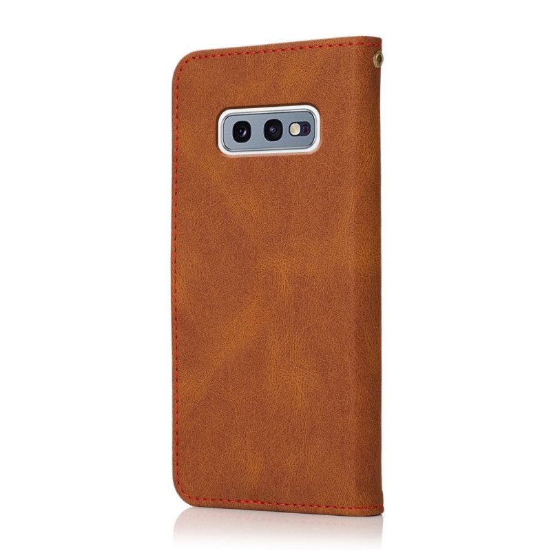 Kotelot Samsung Galaxy S10e Keinonahkainen Kaksivärinen Kolmio