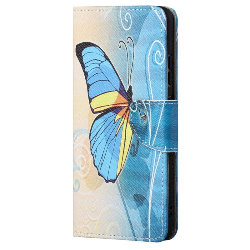 Flip Case Xiaomi Redmi Note 11 Pro 4G / 5G Sininen Ja Keltainen Perhonen
