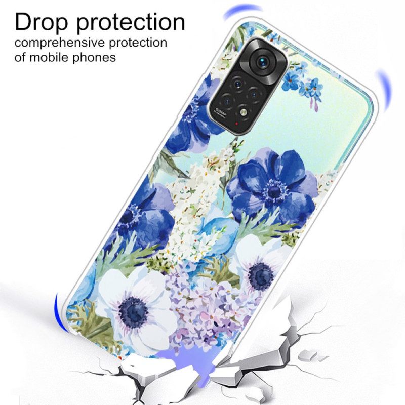 Kuori Xiaomi Redmi Note 11 Pro 4G / 5G Watercolour Blue Flowers