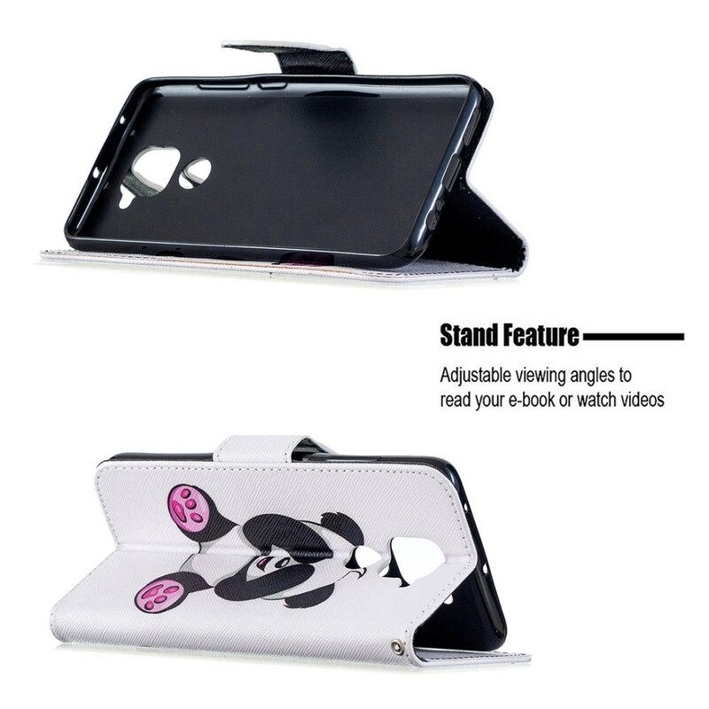 Nahkakotelo Xiaomi Redmi Note 9 Panda Hauskaa