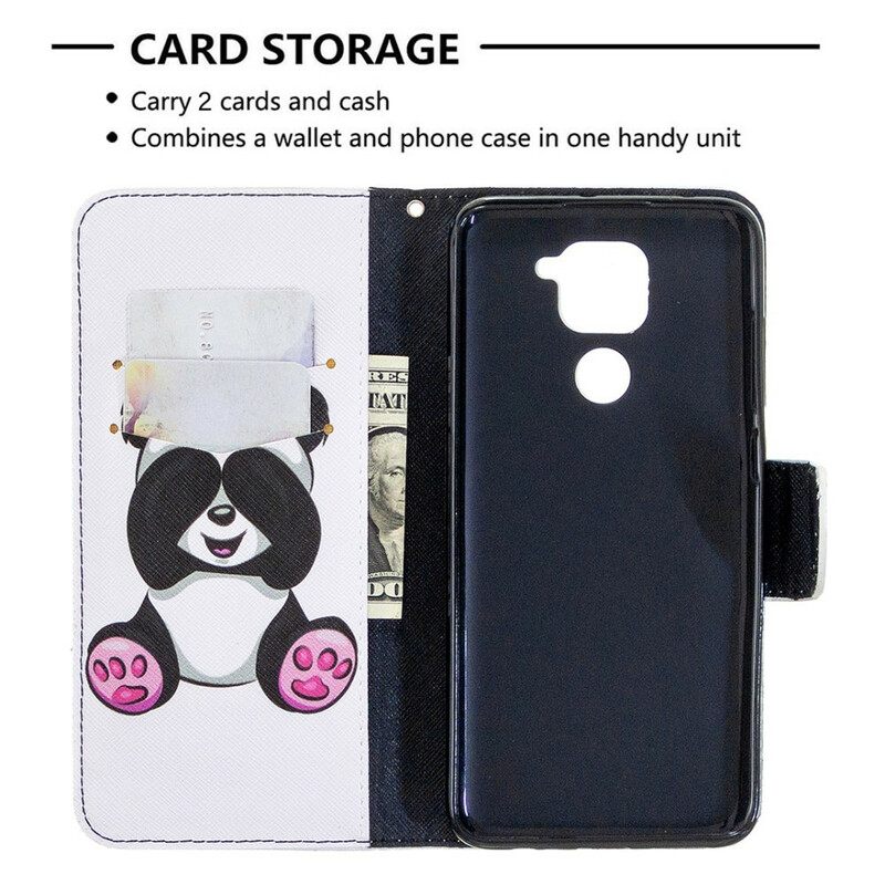 Nahkakotelo Xiaomi Redmi Note 9 Panda Hauskaa