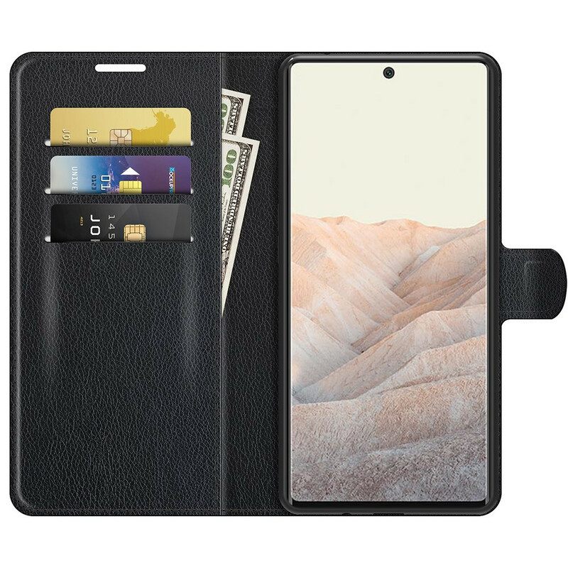 Kotelot Google Pixel 6 Pro Classic Litchi Faux Leather