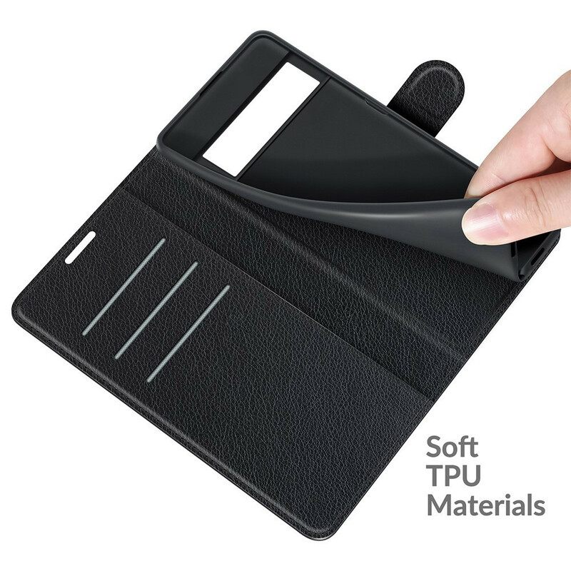 Kotelot Google Pixel 6 Pro Classic Litchi Faux Leather