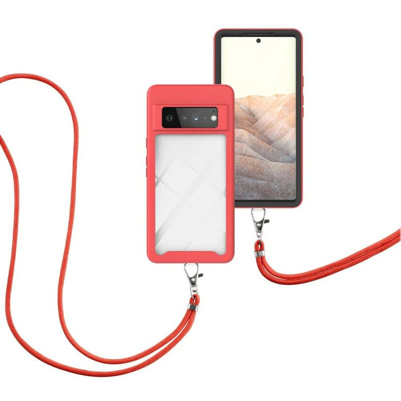 Kuori Google Pixel 6 Pro Hybridi Johdolla Ja Värillisellä Ääriviivalla