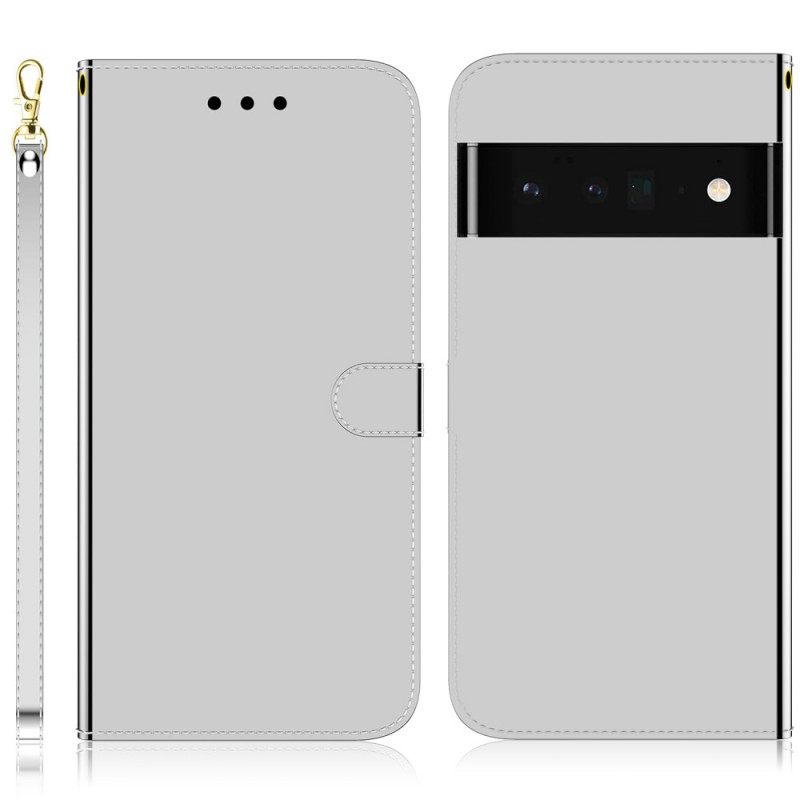 Nahkakotelo Google Pixel 6 Pro Keinonahkainen Peilin Kansi