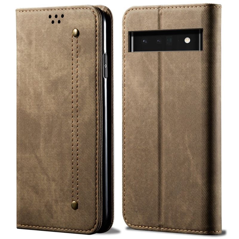 Puhelinkuoret Google Pixel 6 Pro Kotelot Flip Denim Kangas