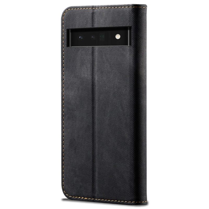 Puhelinkuoret Google Pixel 6 Pro Kotelot Flip Denim Kangas