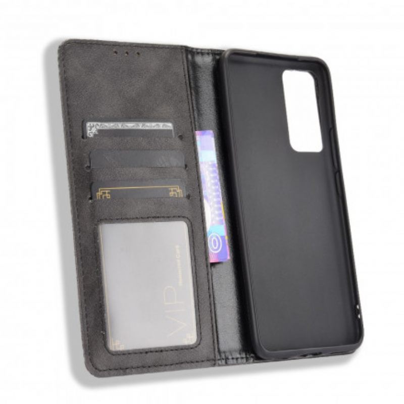 Puhelinkuoret Vivo X60 Kotelot Flip Tyylitelty Vintage-nahkaefekti