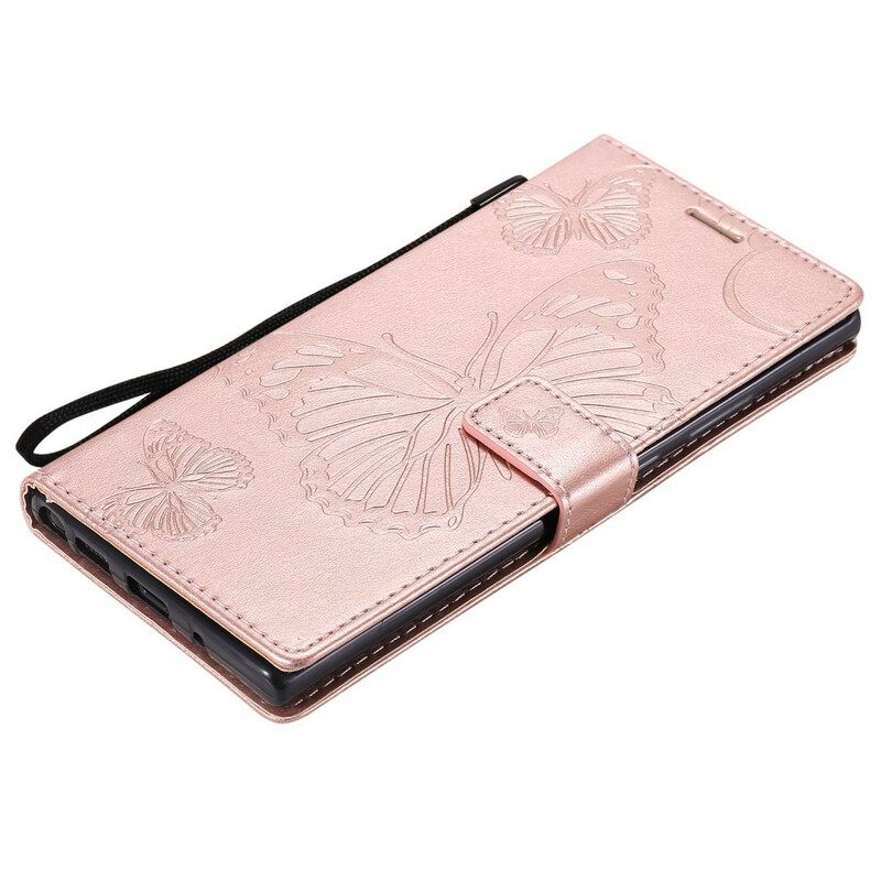 Nahkakotelo Samsung Galaxy Note 20 Ultra Suojaketju Kuori Giant Thong Butterflies