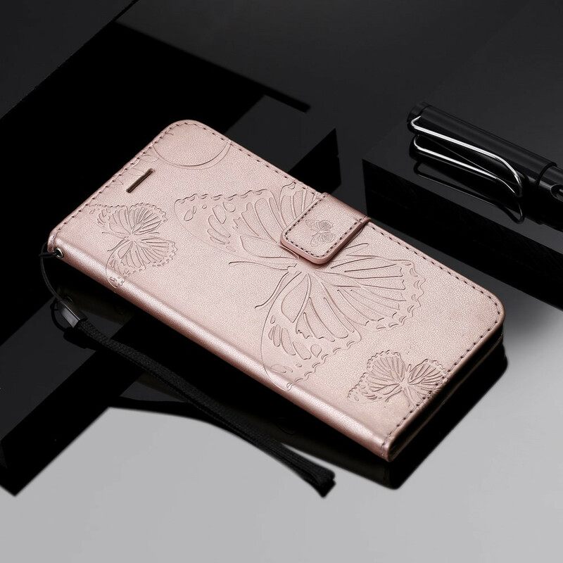 Nahkakotelo Samsung Galaxy Note 20 Ultra Suojaketju Kuori Giant Thong Butterflies