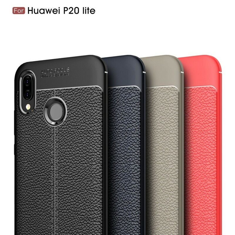 Kuori Huawei P20 Lite Nahkaefekti Litsi Kaksinkertainen Linja