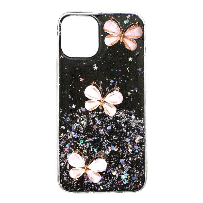 Kuori iPhone 12 Pro Max 3d Butterflies Paljetteja