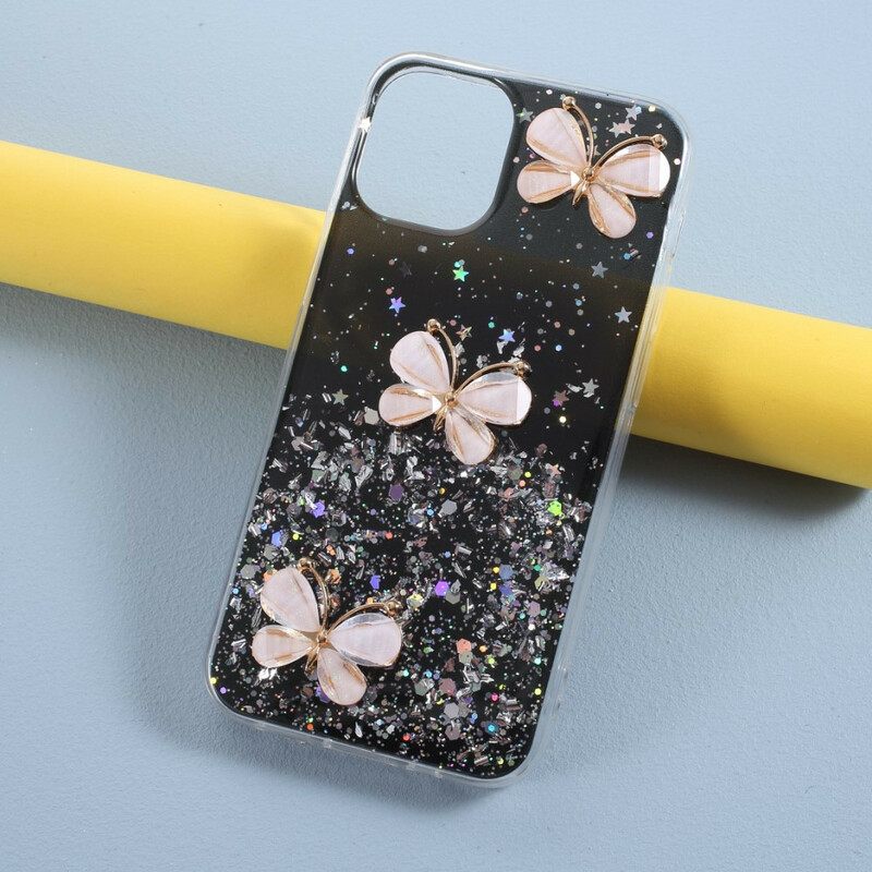 Kuori iPhone 12 Pro Max 3d Butterflies Paljetteja