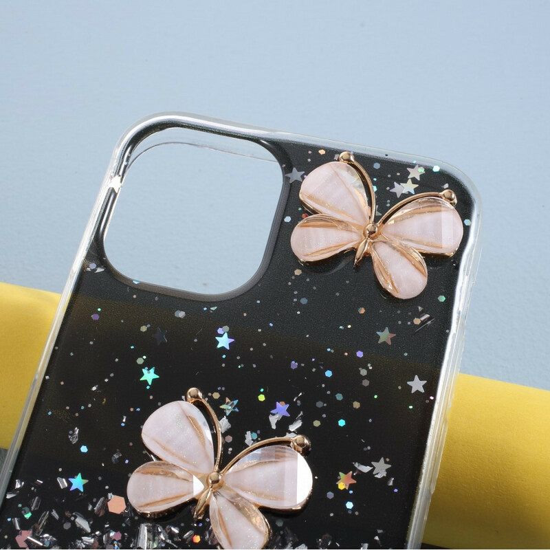 Kuori iPhone 12 Pro Max 3d Butterflies Paljetteja