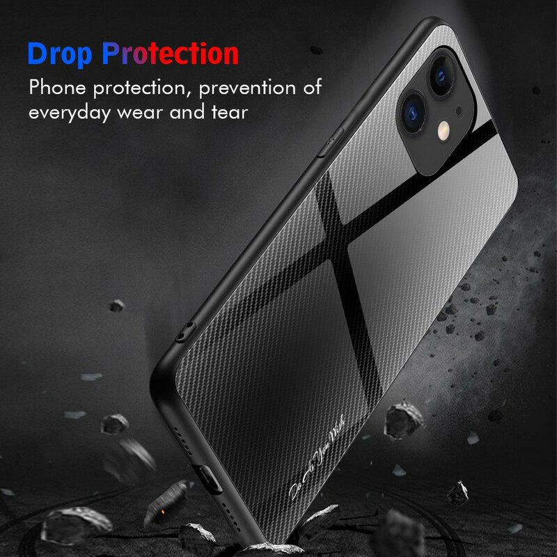 Kuori iPhone 12 Pro Max Classic Carbon Fiber Karkaistu Lasi