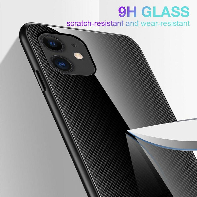Kuori iPhone 12 Pro Max Classic Carbon Fiber Karkaistu Lasi
