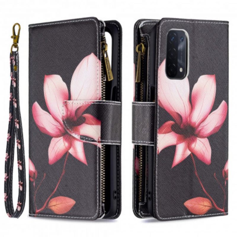 Kotelot Oppo A54 5G / A74 5G Flower Vetoketjullinen Tasku