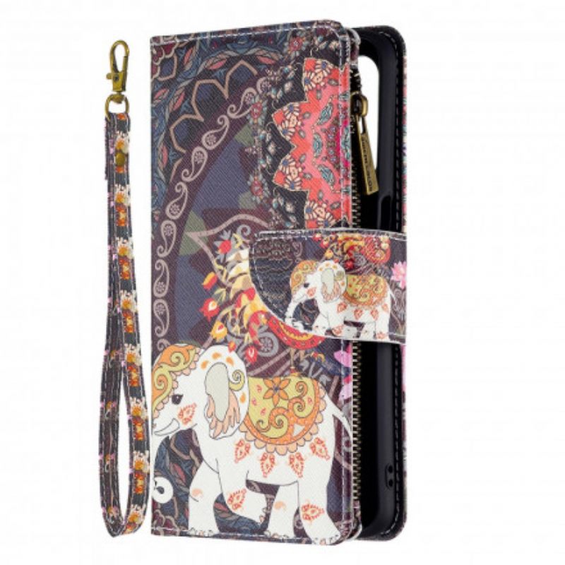 Nahkakotelo Oppo A54 5G / A74 5G Elephant Vetoketjutasku