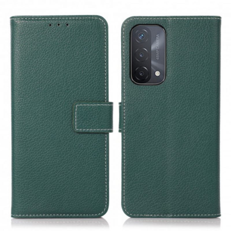 Nahkakotelo Oppo A54 5G / A74 5G Litsi-tekstuuri