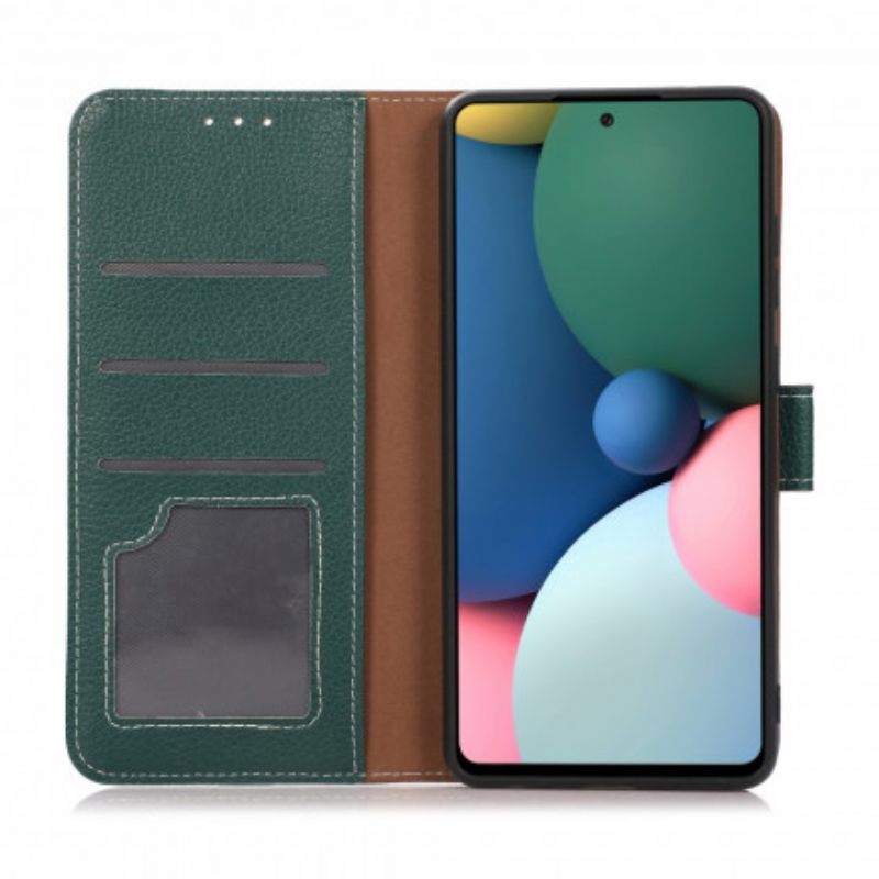 Nahkakotelo Oppo A54 5G / A74 5G Litsi-tekstuuri