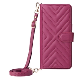 Nahkakotelo Vivo V50 Lite 5g Tikattu Olkahihnalla Ja Nauhalla