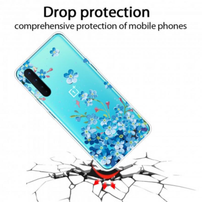 Case OnePlus Nord Siniset Kukat