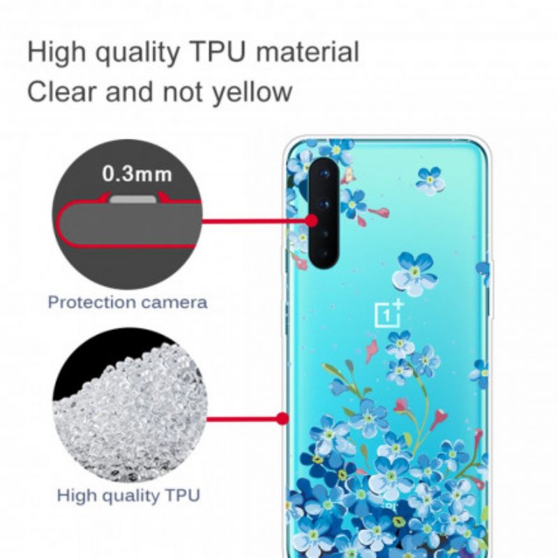Case OnePlus Nord Siniset Kukat