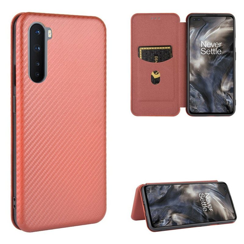 Puhelinkuoret OnePlus Nord Kotelot Flip Värillinen Hiilisilikoni