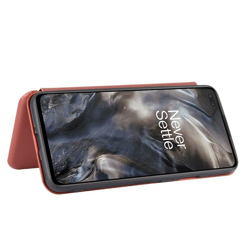 Puhelinkuoret OnePlus Nord Kotelot Flip Värillinen Hiilisilikoni