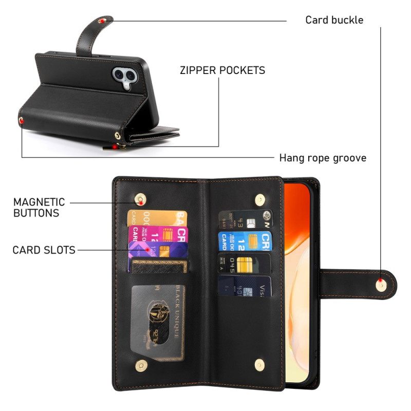 Kotelot iPhone 17 Puhelinkuoret Lompakko Vetoketjullisella Taskulla Ja Hihnoilla