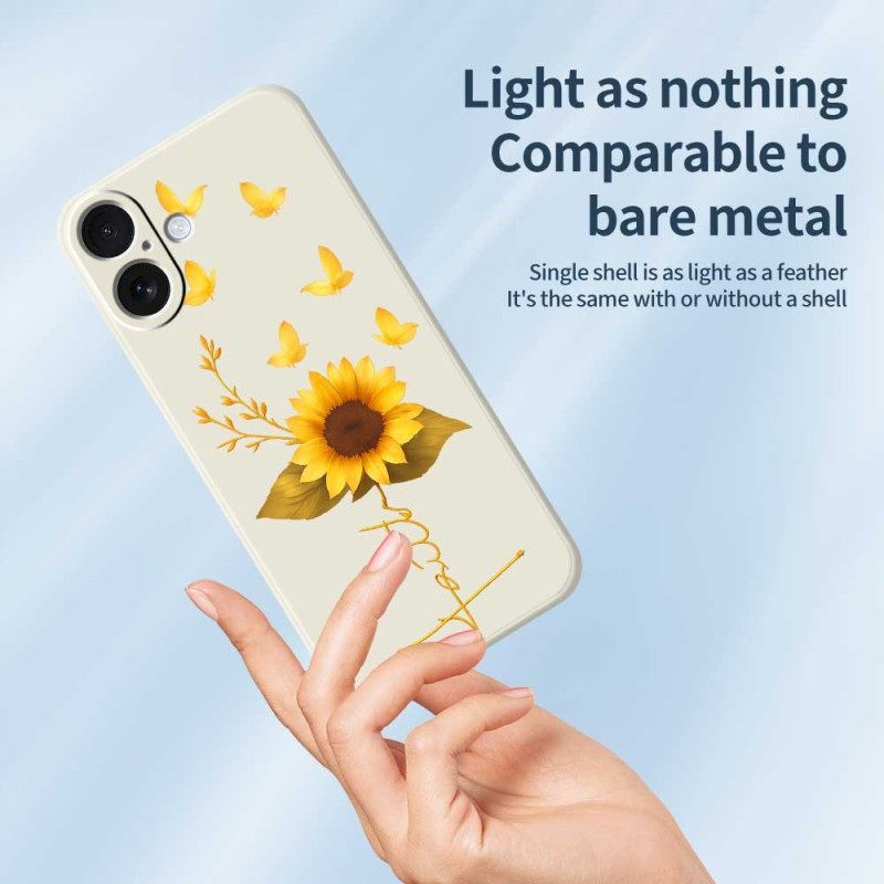 Kuori iPhone 17 Nestemäisestä Silikonista Valmistetut Auringonkukat Suojakuori