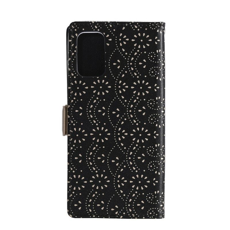 Flip Case Samsung Galaxy S20 Suojaketju Kuori Lace Strap Kolikkokukkaro