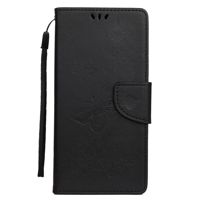 Flip Case Samsung Galaxy S20 Vain Perhosia Kaulanauhalla
